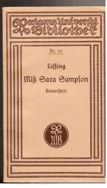 Miß Sara Sampson : Ein Trauerspiel in fünf Aufzügen
