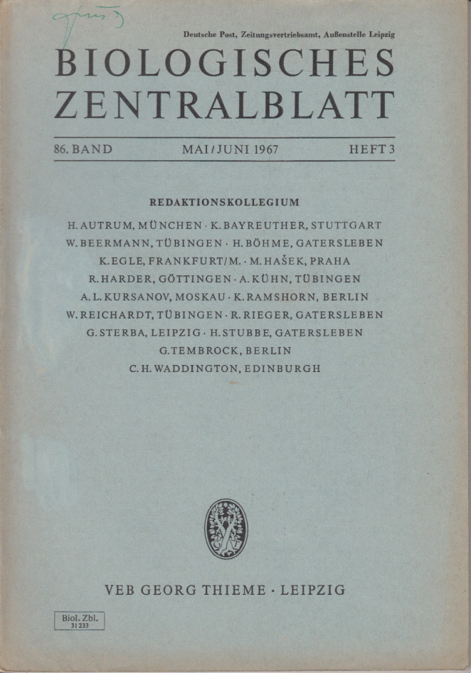 Biologisches Zentralblatt. Band 86, Heft 3 (Mai-Juni)