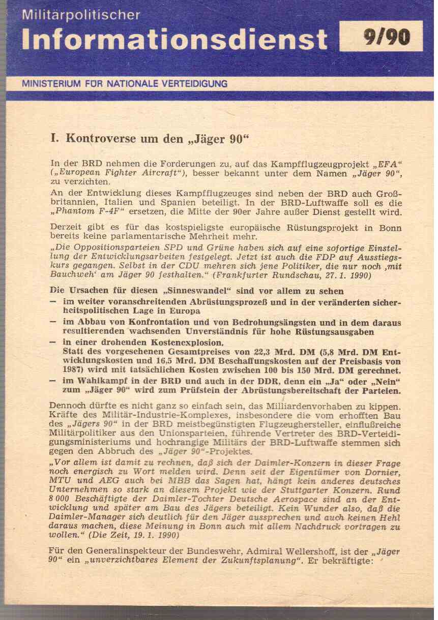 Militärpolitischer Informationsdienst 9(1990)