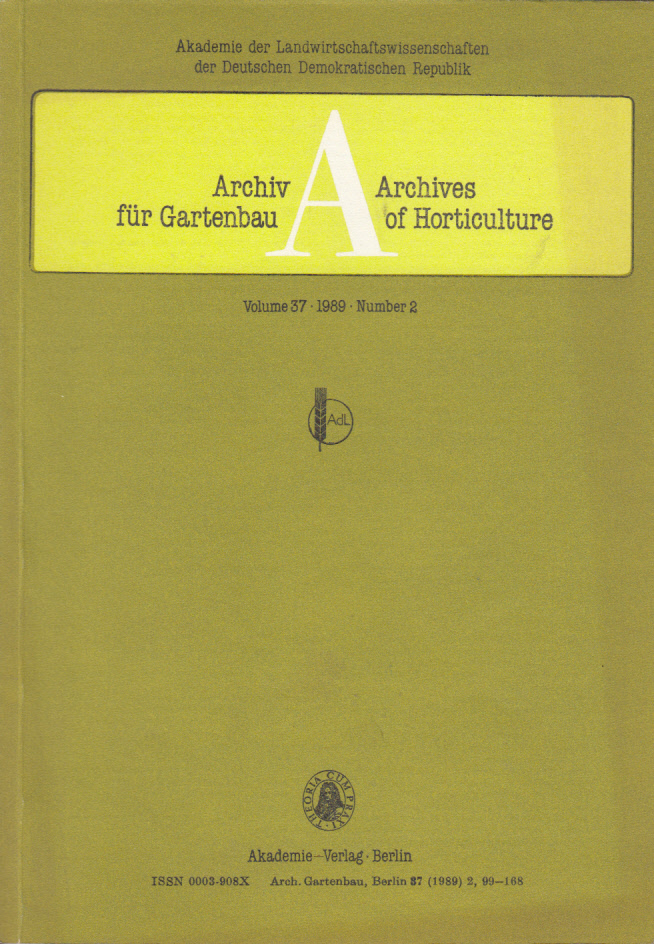 Archiv für Gartenbau - Archives of Horticulture. Vol. 37, 1989, Number 2
