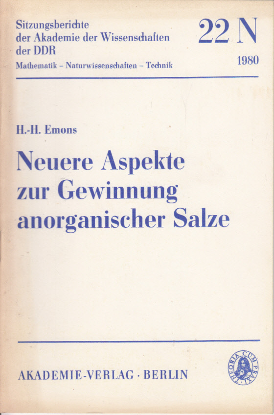 Neuere Aspekte zur Gewinnung anorganischer Salze.