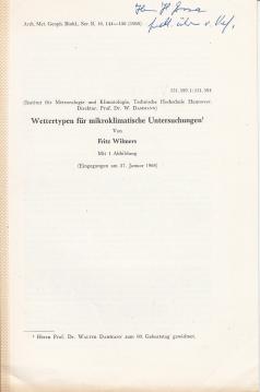 Wettertypen für mikroklimatische Untersuchungen.
