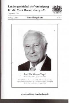 Mitteilungsblatt der Landesgeschichtlichen Vereinigung für die Mark Brandenburg e. V. 118. Jahrgang, Nr. 1(2017)