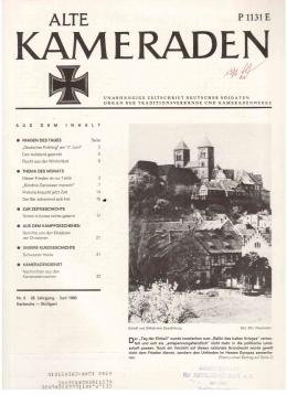 Alte Kameraden. Unabhängige Zeitschrift Deutscher Soldaten. 28. Jhg., Nr. 6, Juni 1980
