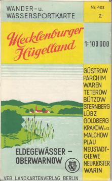 Wander- und Wassersportkarte Mecklenburger Hügelland.,Massstab 1:100.000. Nr. 403. Eldegewässer-Oberwarnow. Wander- und Wassersportkarte Mecklenburger Hügelland.,Massstab 1:100.000. Nr. 403. Eldegewässer-Oberwarnow.