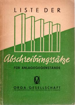Liste der Abschreibungssätze für Anlagegegenstände. (ZVOBl. 1949 S. 43 u. V.R. 1948 Anlage 3). In alphabetischer Gliederung