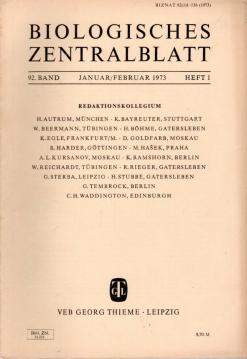 Biologisches Zentralblatt, 92. Band (1973), Heft 1