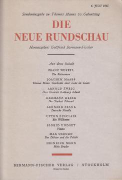 Die neue Rundschau, Sonderausgabe zu Thomas Manns 70. Geburtstag,