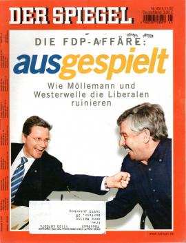 Der Spiegel Nr. 45/4.11.02: Die FDP-Affähre: Ausgespielt . Wie Möllemann und Westerwelle die Liberalen ruinieren