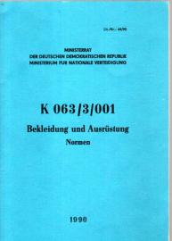 K 063/3/001 Bekleidung und Ausrüstung Normen 