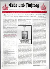 Erbe und Auftrag. Zeitschrift zur Förderung des monarchistischen Gedankens 44. Jg., Nr. 4, Juli/Aug. 2011