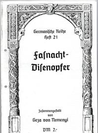 Germanische Reihe Heft 21 : Fasnacht - Disenopfer 