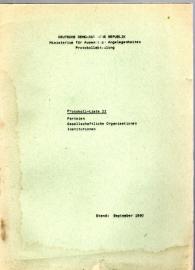 Protokoll-Liste II: Parteien - Gesellschaftliche Organisationen - Institutionen . Stand: September 1980 Protokoll-Liste II: Parteien - Gesellschaftliche Organisationen - Institutionen . Stand: September 1980
